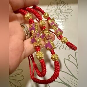 Pink & Gold Piyao Pixiu (Good Luck) Bracelets NWOT